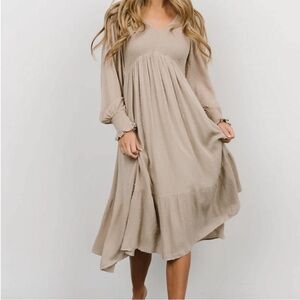 Baltic Born Lainey Smocked Dotted Midi Dress Size L